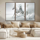 Large Wall Art Canvas Print – Beautiful Running White Horses