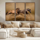 Large Wall Art Canvas Print – Two Running Brown Horses