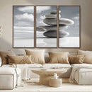 Still Life Black and White Zen Stones Wall Art Canvas,