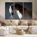 Large Wall Art Cream Colored Horse on Grey Background Canvas