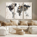 Abstract Map Printing - Modern World Map Canvas Wall Art for