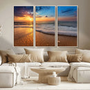 Sunset and Beach at Night Wall Art Canvas Print