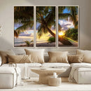 Tropical Island Sunset on the Beach Palms Wall Art Canvas by MyGreatCanvas | Canvas Wall Art Prints | Photo Prints & Wall Decor
