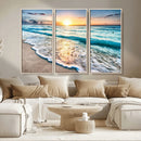 Sunset Beach Waves Canvas Wall Art – 5-Panel Ocean Sunset by MyGreatCanvas | Canvas Wall Art Prints | Photo Prints & Wall Decor