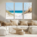 Serene Coastal Dune Path with Ocean View, 3-Panel Beach