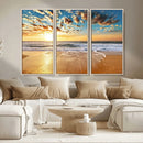 Golden Sunset Beach Print Canvas Wall Art, Giclee Canvas
