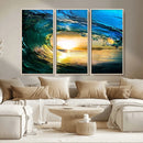 Ocean Wave at Sunset Canvas Art, Large Wall Print of Vibrant
