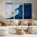 Ocean Wave at Sunset Canvas Art, Large Wall Print of Vibrant