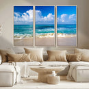 Tropical Beach 3-Panel Canvas Wall Art – Serene Ocean Waves