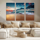 Sunset Ocean Beach Wall Art – Giclee Canvas Print, Coastal