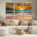 Golden Sunset Beach Canvas Wall Art – Triptych Seascape by MyGreatCanvas | Canvas Wall Art Prints | Photo Prints & Wall Decor