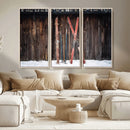 Vintage Ski Gear Canvas Print, Vintage Ski Gear Against