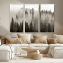 Foggy Mountain Wall Art | 3-Panel Foggy Forest and Mountain