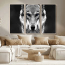 Black and White Wild Wolf Wall Art Canvas Print