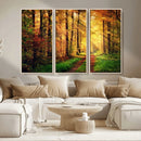 Sunlight Through Trees Wall Art Canvas Print - Autumn Forest