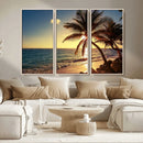Sunset Palm Trees Wall Art Canvas Print
