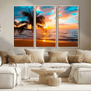 Palm Tree Sunset On The Beach Wall Art Canvas, Framed Palm by MyGreatCanvas | Canvas Wall Art Prints | Photo Prints & Wall Decor