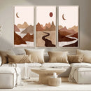 Boho Wall Art Canvas Print Set Mid-Century Prints Bohemian