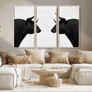 Spanish Bull Art - Framed Black and White Bull Canvas Print
