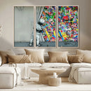 Banksy Colorful Street Graffiti Canvas Wall Art Print, by MyGreatCanvas | Canvas Wall Art Prints | Photo Prints & Wall Decor