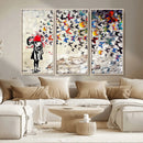 Banksy Art Butterfly Girl Explosion Canvas Art – Vibrant