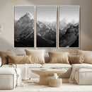 Everest Himalaya Mountain Peaks Black & White Triptych