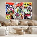 Picasso Style Art Abstract Canvas Wall Art Print , Colorful