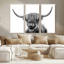 Grayscale Scottish Highland Cow Cattle Art Print Farmhouse by MyGreatCanvas | Canvas Wall Art Prints | Photo Prints & Wall Decor