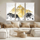 Golden Mountain Triptych Wall Art Canvas Print, Modern