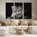 Lion Couple Wall Art Canvas Print – Elegant Black and White
