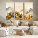 Abstract Watercolor Mountains and Trees Autumn Art, by MyGreatCanvas | Canvas Wall Art Prints | Photo Prints & Wall Decor