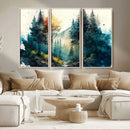 Watercolor Trees Forest Abstract Wall Art Canvas Print,