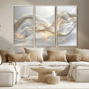 Abstract art Grey and Gold Lines Wall Art