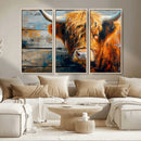 Highland Cow Abstract Canvas Wall Art – Bold Farmhouse