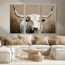 White Longhorn Bull Wall Art Canvas Print – Framed and Ready by MyGreatCanvas | Canvas Wall Art Prints | Photo Prints & Wall Decor