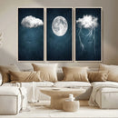 3 Piece Indigo Cloud Wall Art, Thunderstorm Moon Cloud by MyGreatCanvas | Canvas Wall Art Prints | Photo Prints & Wall Decor