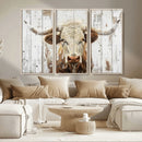 Rustic Longhorn Bull Wall Art Canvas Set – Western-Inspired
