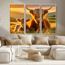 Scottish Cow and Baby Cow Canvas Wall Art Animal Print