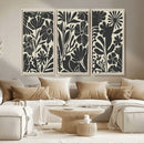 Modern Botanical Wall Art - Floral Black and White Canvas