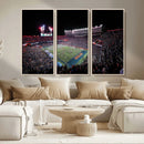Ben Hill Griffin Stadium Night Game Triple Canvas Wall Art -