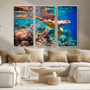 Sea Turtle Wall Art Canvas Print – Vibrant Ocean Coral Reef