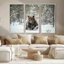 Grizzly Bear Wall Art – Framed Snowy Forest Canvas Artwork, by MyGreatCanvas | Canvas Wall Art Prints | Photo Prints & Wall Decor