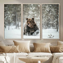 Grizzly Bear Wall Art – Framed Snowy Forest Canvas Artwork, by MyGreatCanvas | Canvas Wall Art Prints | Photo Prints & Wall Decor