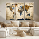 World Map Wall Art – Antique Style Blue and Brown Map Canvas by MyGreatCanvas | Canvas Wall Art Prints | Photo Prints & Wall Decor