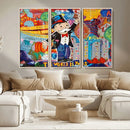 Pop Art Monopoly Man Canvas Wall Art Print - Bold and