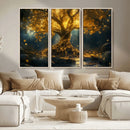 Golden Tree of Life Canvas Wall Art Print - Majestic Glowing