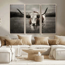 Texas Longhorn Cow Canvas Wall Art Print - Large Rustic
