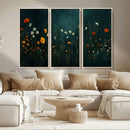 Framed Wildflower Field Wall Art, Framed Vintage Botanical