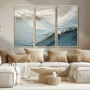 Waves Abstract Wall Art Print, Modern Framed Abstract Canvas