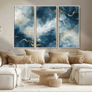 Large Abstract Print - Luxe Blue and Gold Abstract Canvas